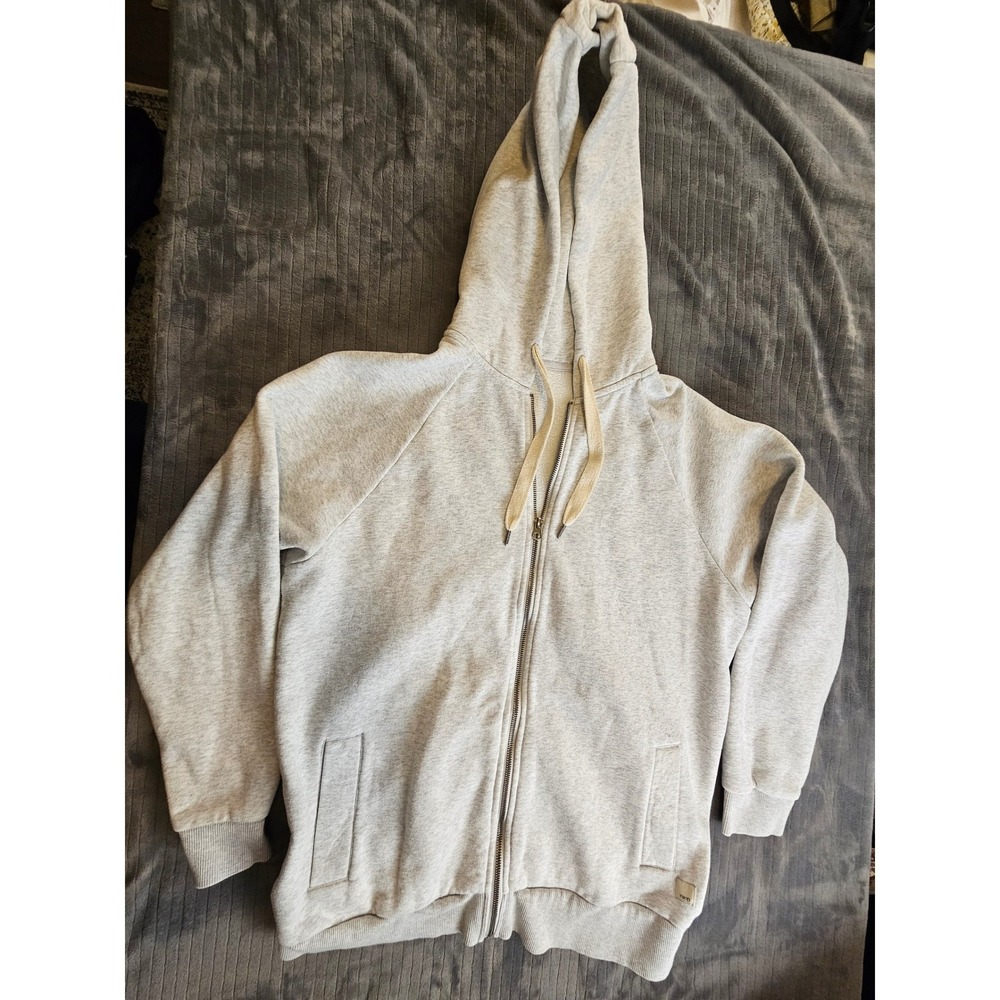 Vuori Restore Hoodie Heather Gray Full Zip Organic Cotton Sweatshirt Small